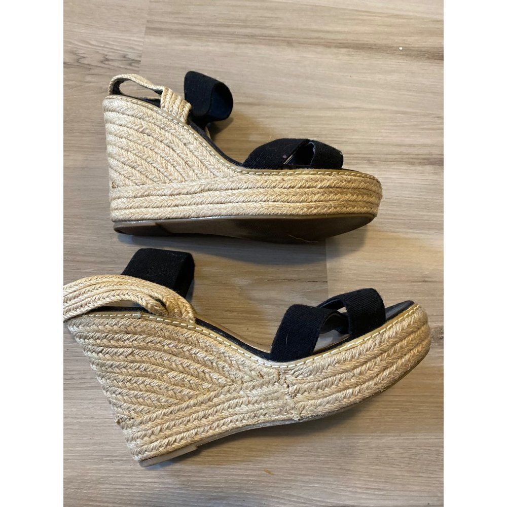 Steve Madden Eira, women’s black open toed espadrille high wedges size 9.5 - Picture 6 of 9